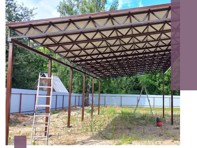 Односкатные навесы под ключ в Осинниках — изготовление и монтаж